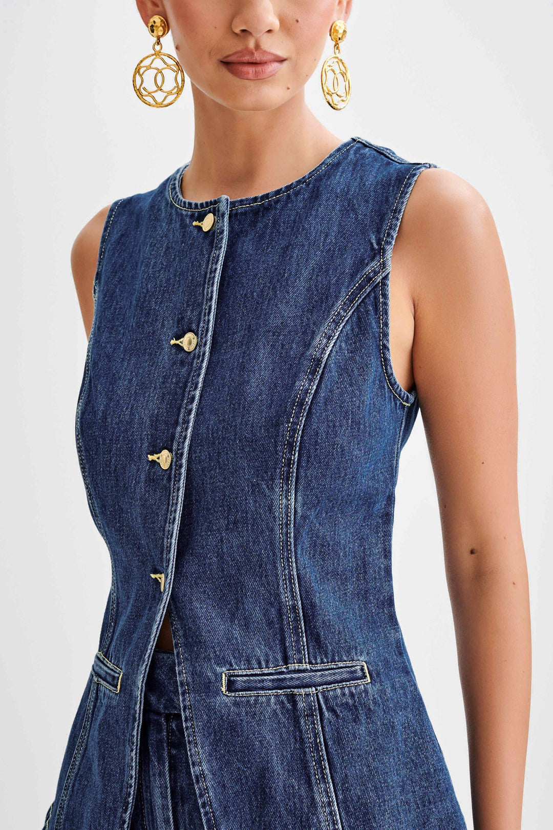 Femme Aarhus™ | Trendy denim sæt med knapper