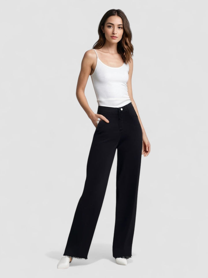 Femme Aarhus™ | Elegant Sort Jeans med Rå Finish