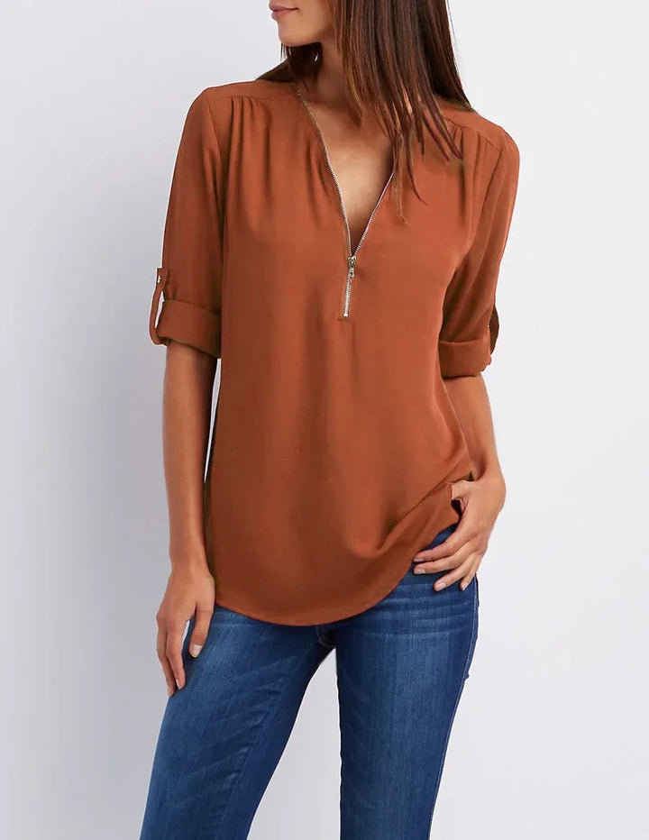 Femme Aarhus™ | Ronja – Elegant top med lynlås