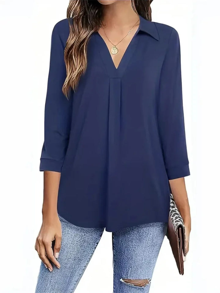 Femme Aarhus™ | Linnea – Elegant hverdagsbluse med V-udskæring