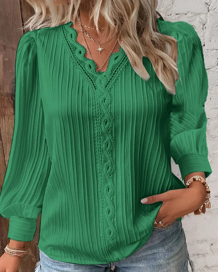 Femme Aarhus™ | Selvie – Bluse med spidskant og folder