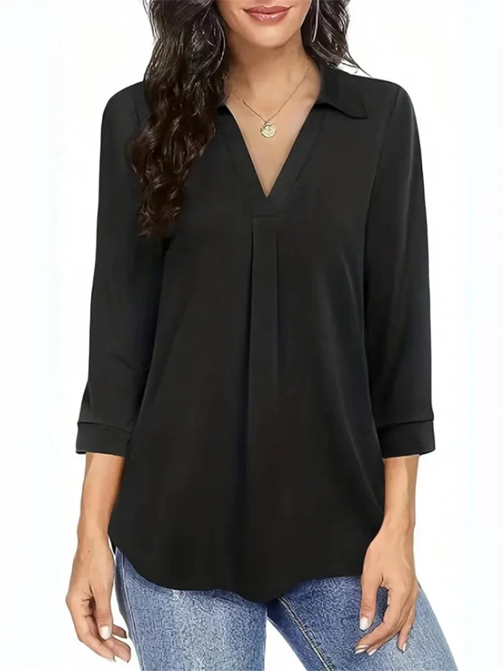 Femme Aarhus™ | Linnea – Elegant hverdagsbluse med V-udskæring