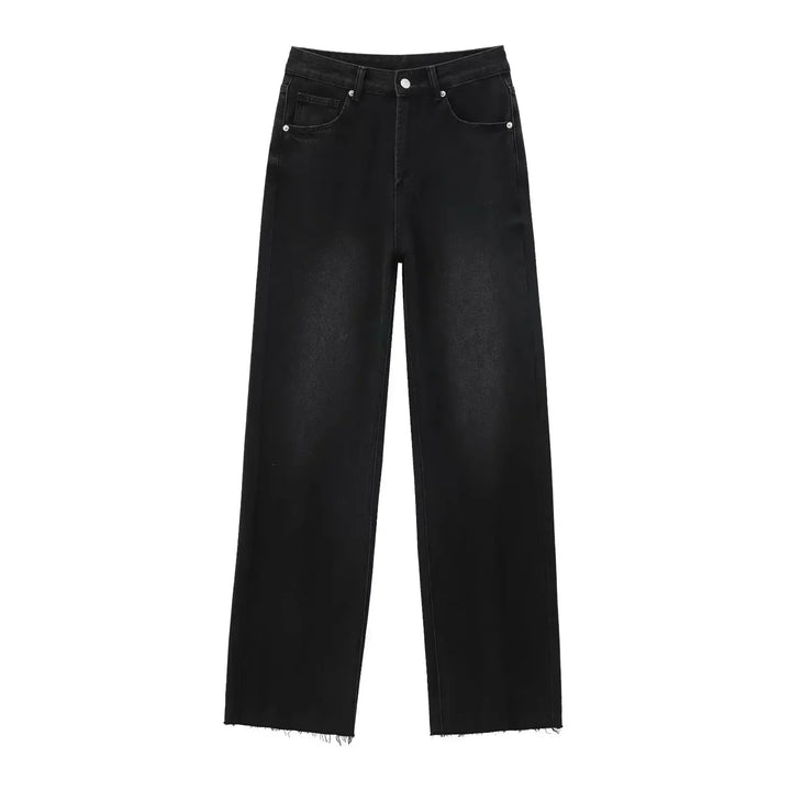 Femme Aarhus™ | Elegant Sort Jeans med Rå Finish