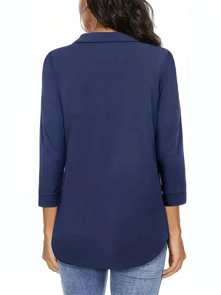 Femme Aarhus™ | Linnea – Elegant hverdagsbluse med V-udskæring