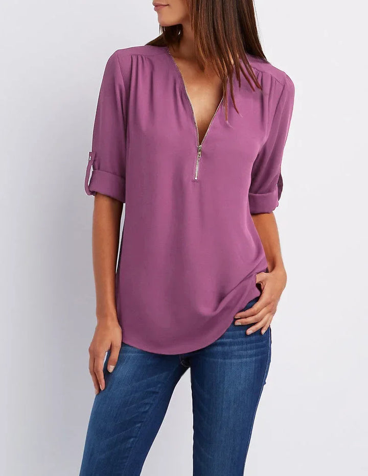 Femme Aarhus™ | Ronja – Elegant top med lynlås