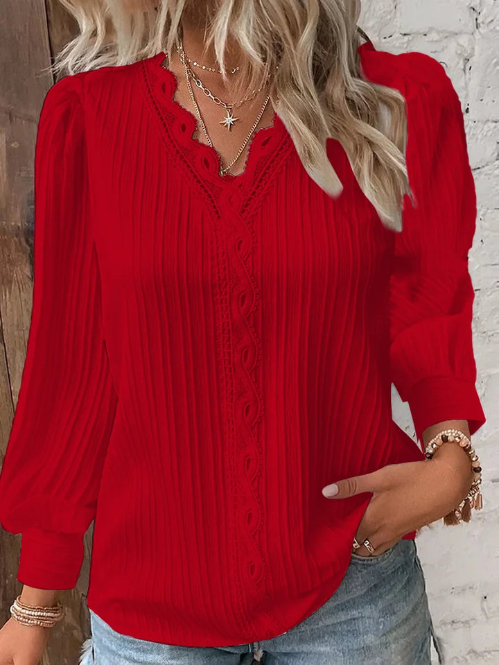 Femme Aarhus™ | Selvie – Bluse med spidskant og folder