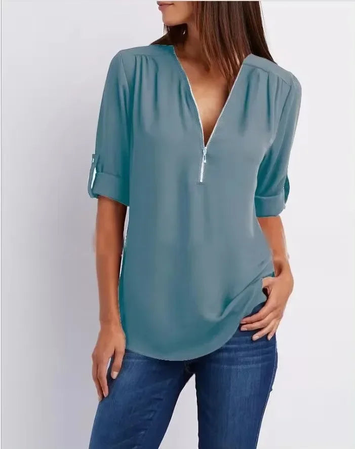 Femme Aarhus™ | Ronja – Elegant top med lynlås