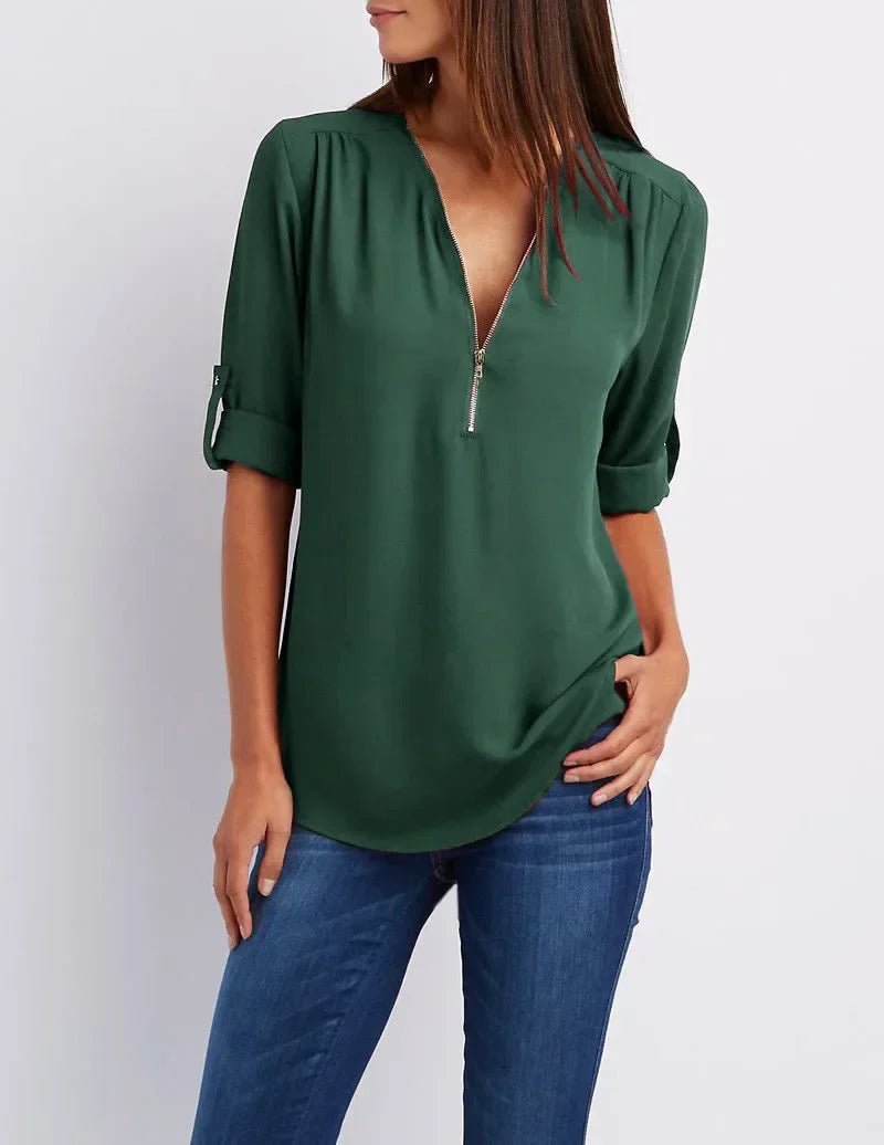 Femme Aarhus™ | Ronja – Elegant top med lynlås