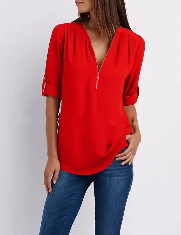 Femme Aarhus™ | Ronja – Elegant top med lynlås