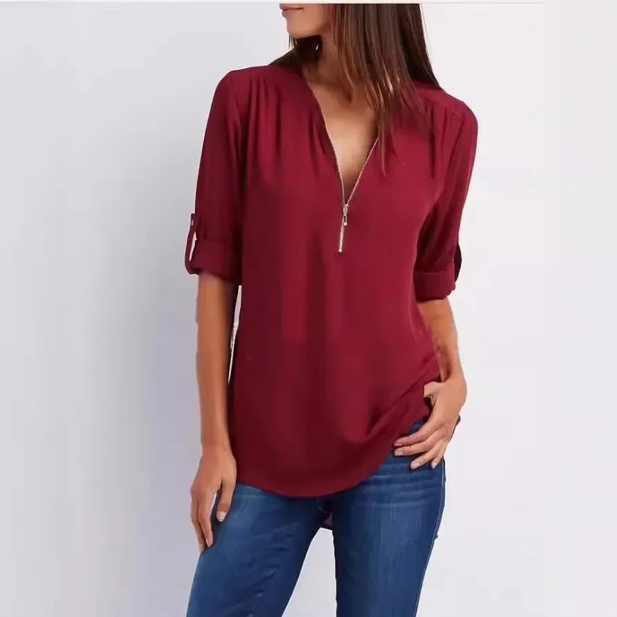 Femme Aarhus™ | Ronja – Elegant top med lynlås