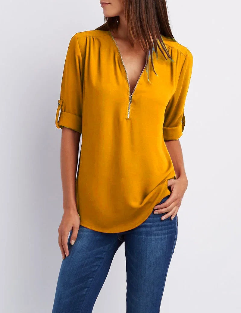 Femme Aarhus™ | Ronja – Elegant top med lynlås