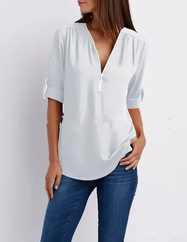 Femme Aarhus™ | Ronja – Elegant top med lynlås