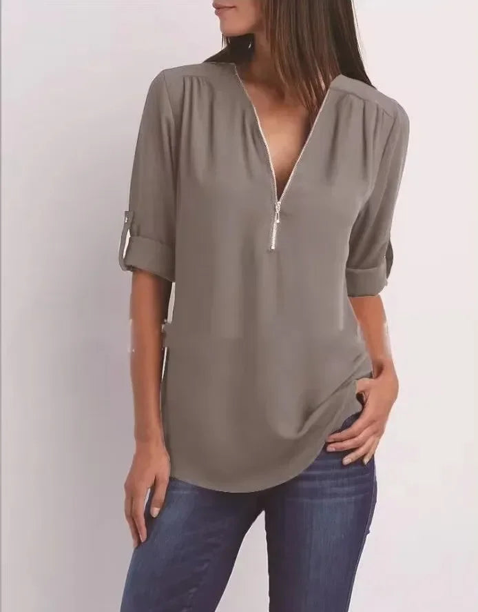 Femme Aarhus™ | Ronja – Elegant top med lynlås