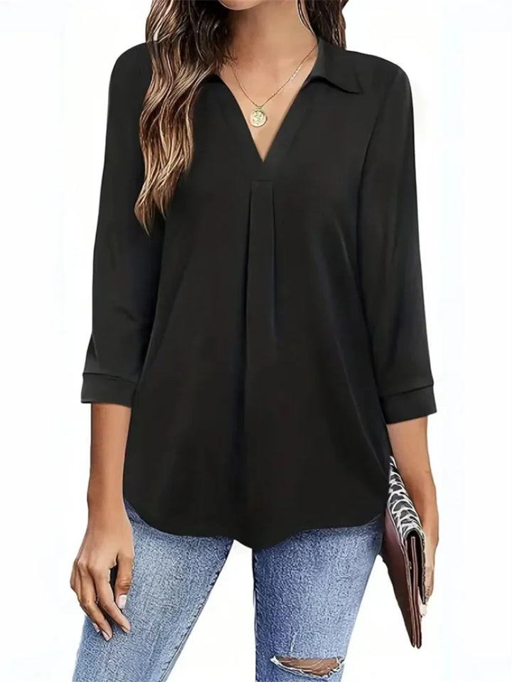Femme Aarhus™ | Linnea – Elegant hverdagsbluse med V-udskæring