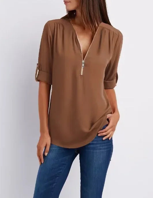 Femme Aarhus™ | Ronja – Elegant top med lynlås