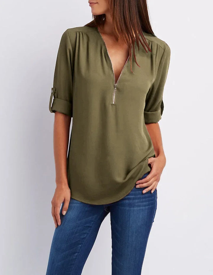 Femme Aarhus™ | Ronja – Elegant top med lynlås