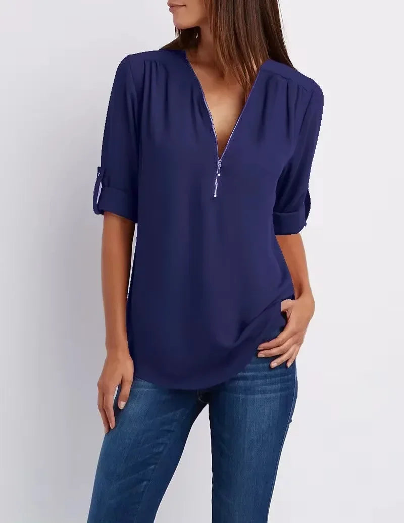 Femme Aarhus™ | Ronja – Elegant top med lynlås