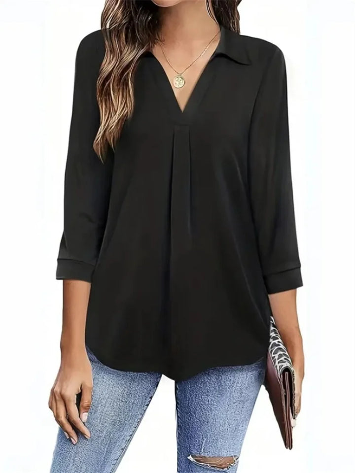 Femme Aarhus™ | Linnea – Elegant hverdagsbluse med V-udskæring