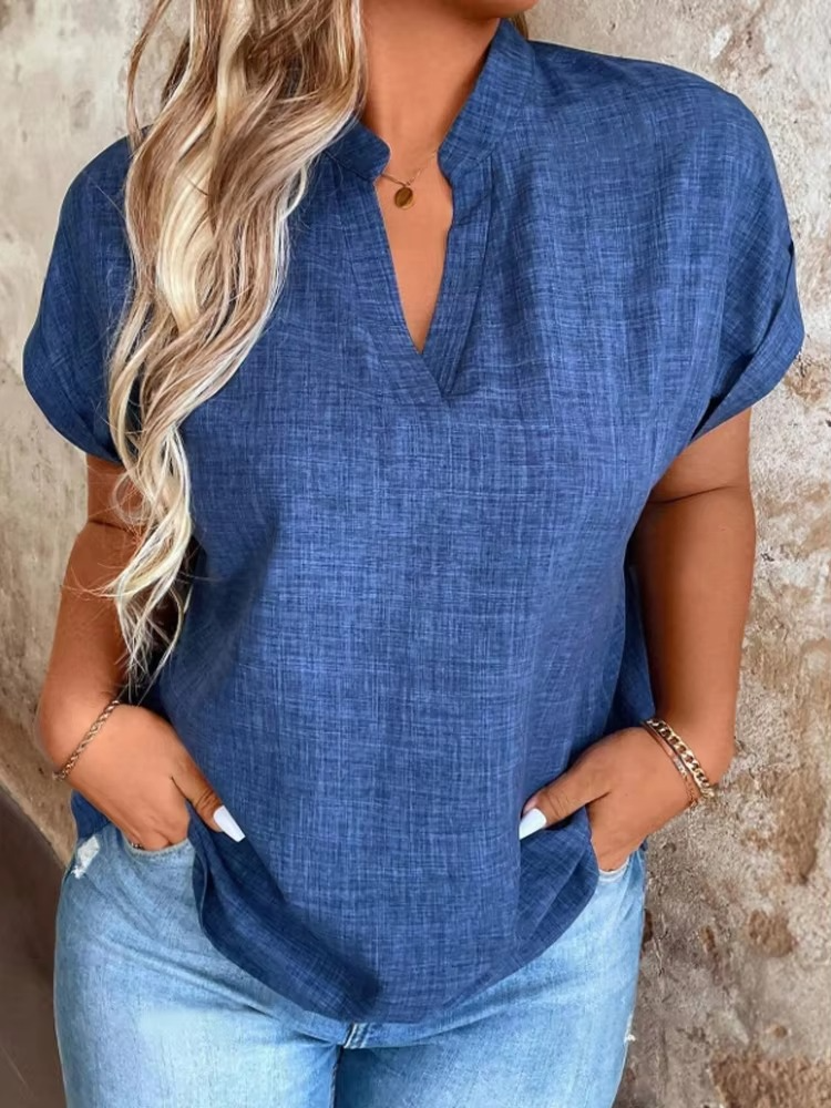 Femme Aarhus™ | Elinor – Top med blødt fald og afslappet v-hals