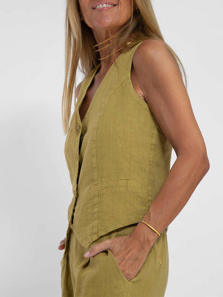 Femme Aarhus™ | Knappet vest og vide bukser