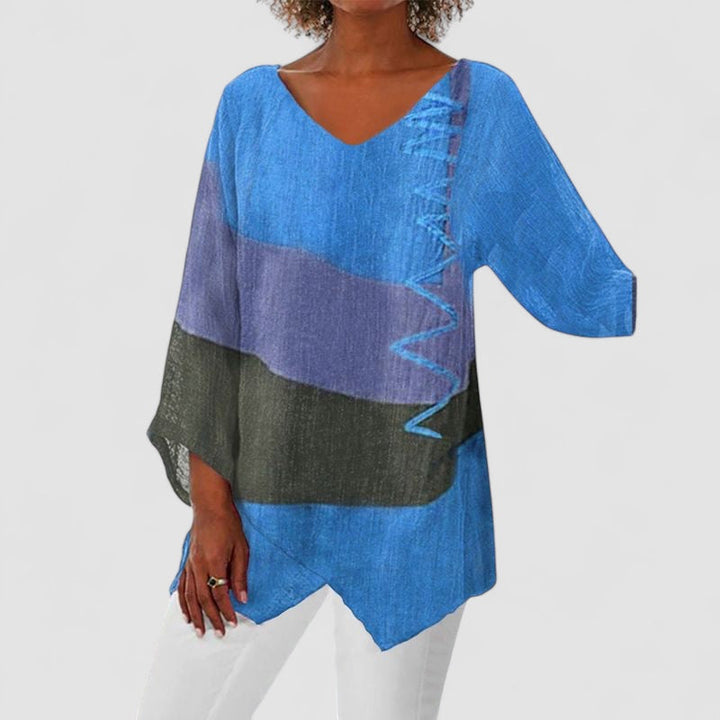 Femme Aarhus™ | Hélène - Kunstnerisk V-hals Tunika – Kreativ, Let & Stilfuld