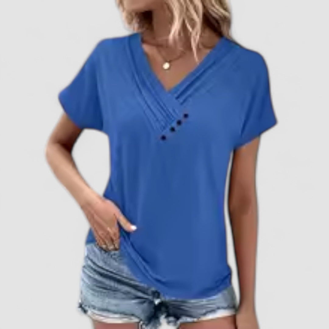 Femme Aarhus™ | Linnéa – Plisseret top med knapper