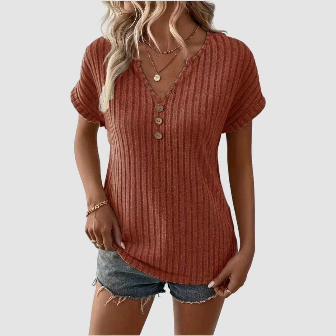 Femme Aarhus™ | Svala – Ribstrikket top med knapper