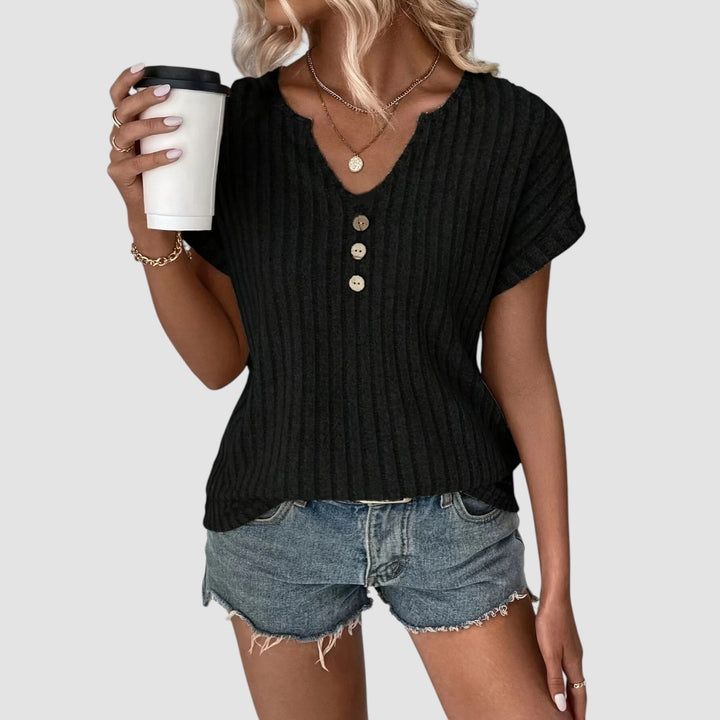 Femme Aarhus™ | Svala – Ribstrikket top med knapper