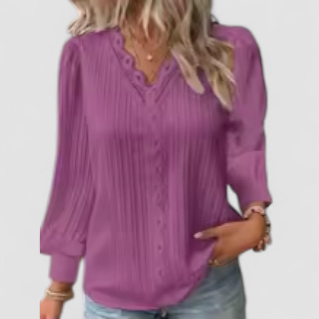 Femme Aarhus™ | Selvie – Bluse med spidskant og folder