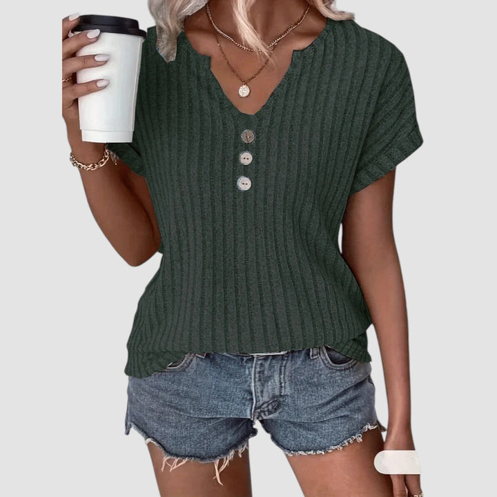 Femme Aarhus™ | Svala – Ribstrikket top med knapper
