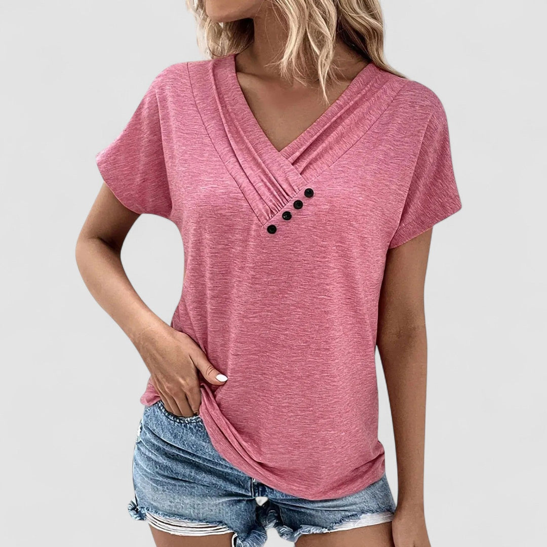 Femme Aarhus™ | Linnéa – Plisseret top med knapper