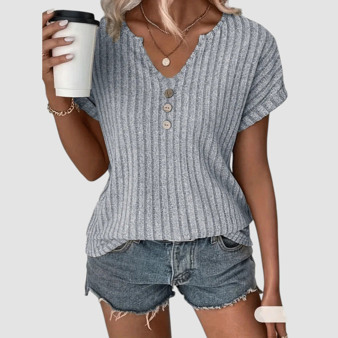 Femme Aarhus™ | Svala – Ribstrikket top med knapper