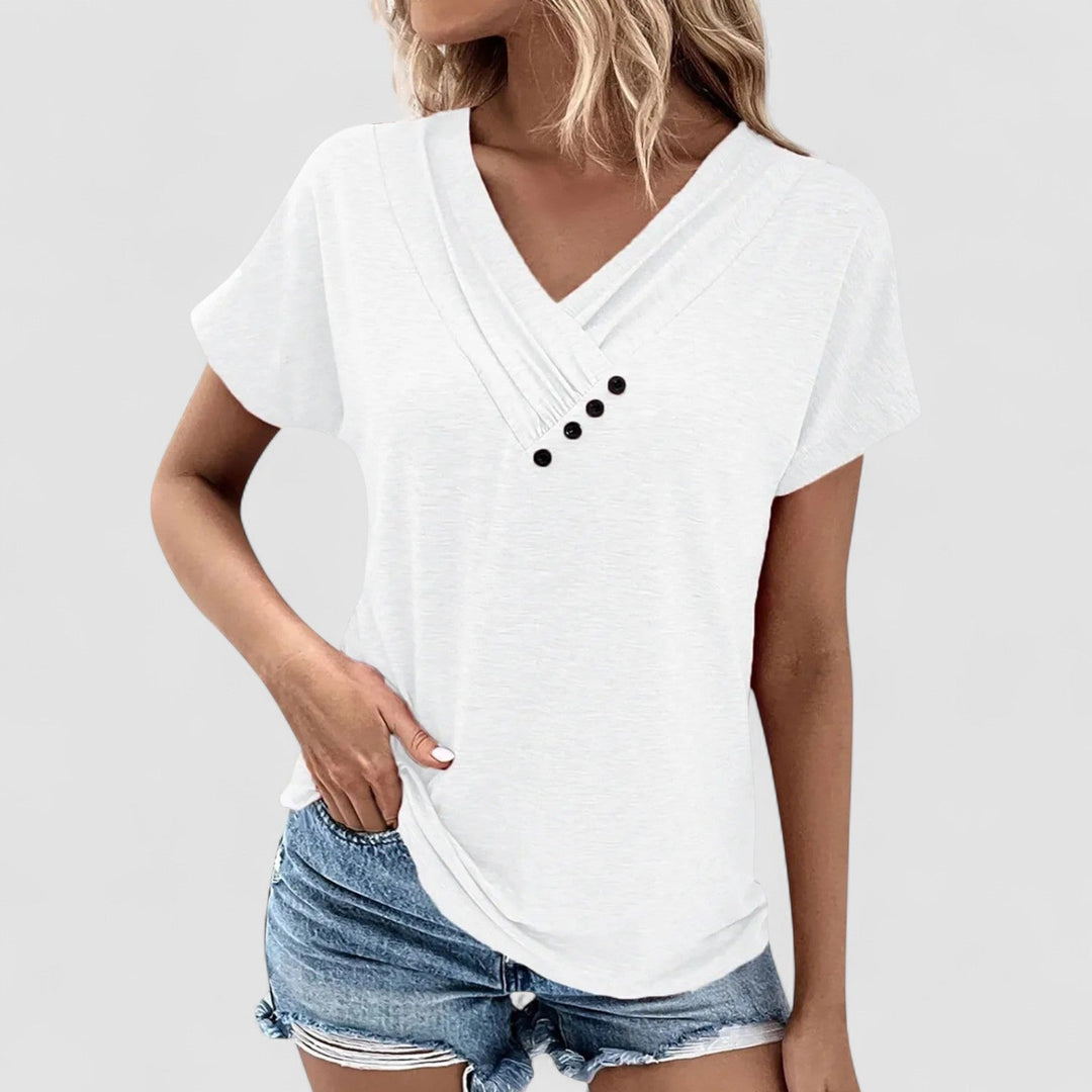 Femme Aarhus™ | Linnéa – Plisseret top med knapper