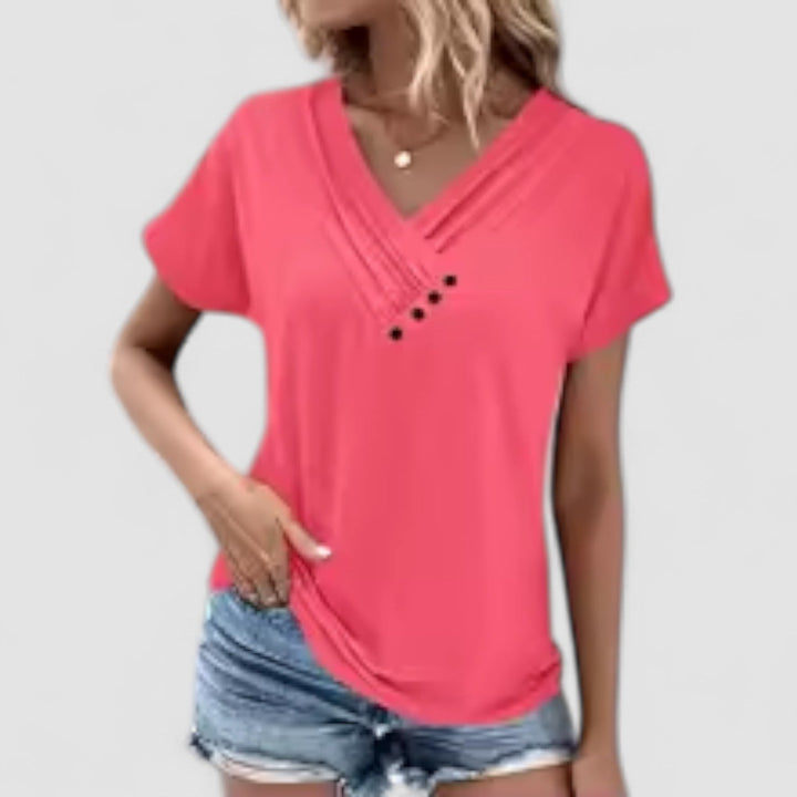 Femme Aarhus™ | Linnéa – Plisseret top med knapper