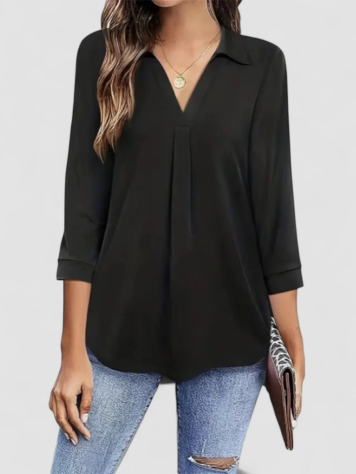 Femme Aarhus™ | Linnea – Elegant hverdagsbluse med V-udskæring