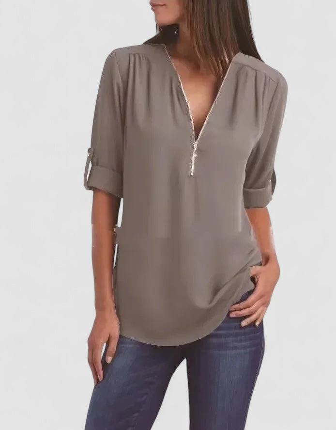 Femme Aarhus™ | Ronja – Elegant top med lynlås