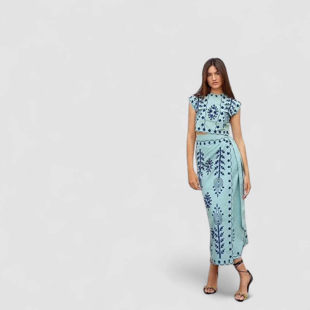 Femme Aarhus™ | Camilla - Trykt Top og Nederdel