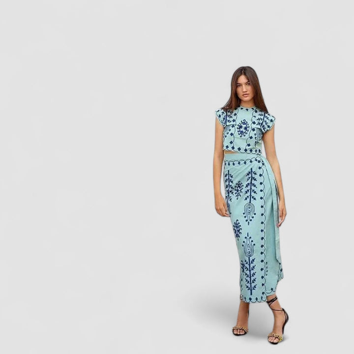 Femme Aarhus™ | Camilla - Trykt Top og Nederdel